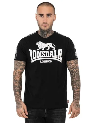 Lonsdale Herren T-Shirt STOUR - T-Shirt für Herren mit normaler Passform, auffälligem Lonsdale Druck und stylischen Bändchen mit Markenlogos - perfekt für lässige Outfits.