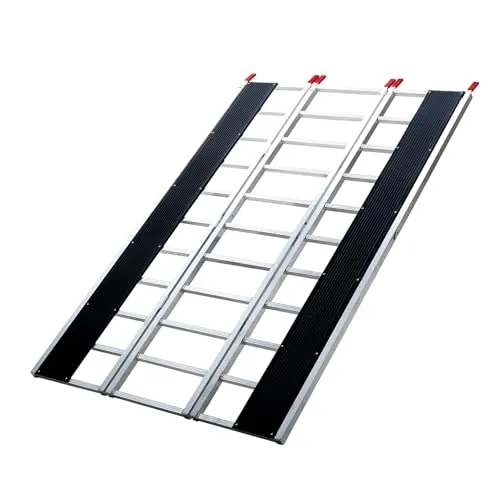 VEVOR Auffahrrampe 680 kg - Extra breite Verladerampe für Motorräder und mehr - Laderampe mit 2160 x 1375 mm, ideal für Schneemobile. Dreifach faltbar, leicht und mit Anti-Rutsch-Funktionen für sicheres Beladen.