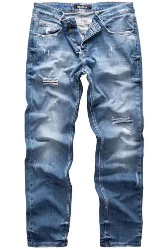 REPUBLIX Herren Jeans Regular Straight Fit Destroyed Hellblau mit Patches W32/L34 - Stylische REPUBLIX Herren Jeans mit Regular Straight Fit, Destroyed-Optik und modischen Patches. Ideal für lässige Outfits und den täglichen Einsatz. Bequeme Passform für optimalen Tragekomfort.