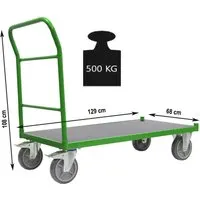 Profi Plattformwagen 500 kg mit XL Ladefläche 119x59 cm - Rollwagen mit robustem Stahlrahmen und 500 kg Tragkraft, ideal für den Transport von schweren Lasten. Ausgestattet mit Feststellbremsen für sicheren Halt und komfortable Handhabung.
