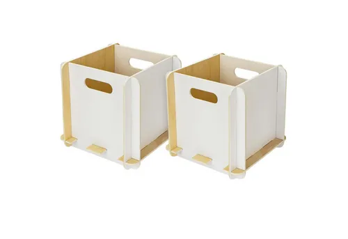 HMF Aufbewahrungsbox Praktische Regalbox aus Holz zum Zusammenstecken (2 St), Holzbox passend für Bücherregale, 25 x 25 x 25 cm, Weiß