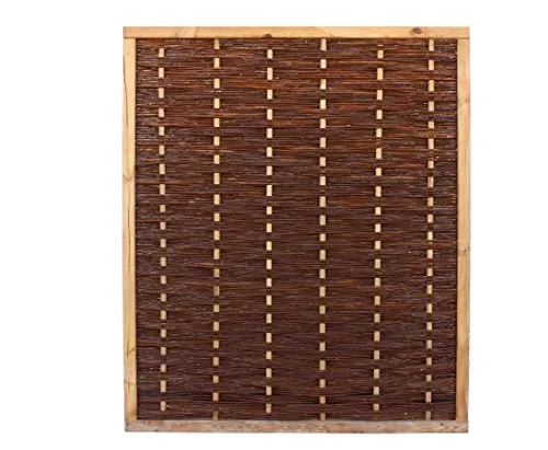 Weidenwand "Mia" mit 140x120cm in Premium Qualität aus gekochter Weide, Holz gebeizt - Sichtschutz Weidenzaun mit Rahmen