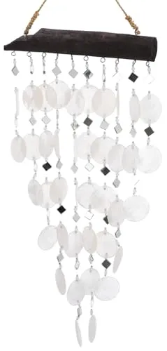 GURU SHOP Muschel Mobile, Ethno Windspiel, Sonnenfänger - Weiß, 60x30x2 cm