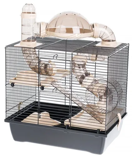 INTER-ZOO Rocky + Terrace beige - Hamsterkäfig mit Terrasse - Käfige, Auslauf & Gehege - Ausgestattet mit einer praktischen Terrasse für mehr Platz und Spielmöglichkeiten für Ihren Hamster.