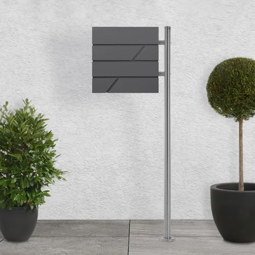 ML-DESIGN Standbriefkasten mit Zeitungsfach und Ständer - Briefkastenanlage in Anthrazit, witterungsbeständig und inkl. Montagematerial für einfache Bodenmontage. Ideal für den sicheren Empfang Ihrer Post.
