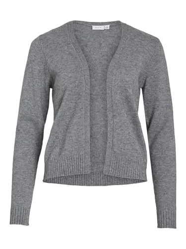 Vila Cardigan VIRIL SHORT L/S KNIT CARDIGAN-NOOS in Medium Grey Melange - Stylischer Cardigan aus pflegeleichtem Feinstrick, perfekt für lässige Outfits. Ideal für die Übergangszeit.