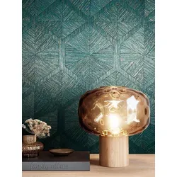 NEWROOM Vliestapete Blau Hexagon - Grafisches Design in Türkis Gold - Moderne Tapete für Wohnzimmer, Schlafzimmer und mehr. Hochwertiges, lichtbeständiges Material, restlos trocken abziehbar. Inkl. Tapezier-Ratgeber für ein perfektes Ergebnis!