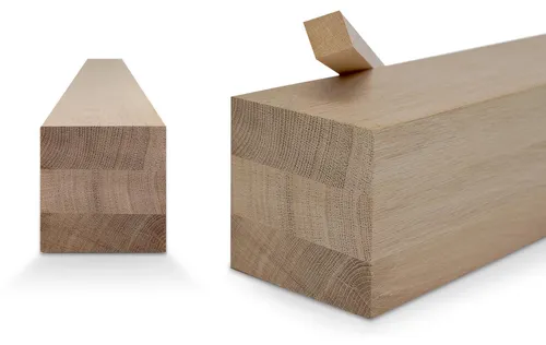Woodsellers Leimholzbalken Eiche 80x80x550 mm - Hochwertiger Leimholzbalken aus Eiche, ideal für Möbelbau und Innenausbau. Extrem stabil, wasserfest verleimt und langlebig – perfekt für kreative DIY-Projekte.