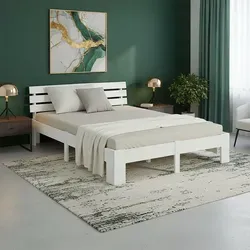 Homestyle4u Holzbett 140 x 200 cm mit Lattenrost in Weiß - Zeitloses Design - Betten: Schlichtes Holzbett aus massiver Kiefer in Weiß, inklusive kostenlosem Rolllattenrost. Ideal für Schlafzimmer, Jugendzimmer oder Gästezimmer.