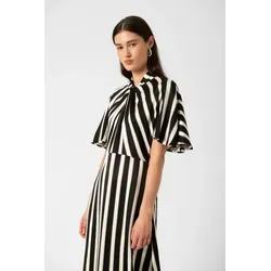 Kleid SLClero Feminine Form in Weiß und Schwarz - Elegantes Midi-Kleid mit regulärer Passform und kurzer Ärmeln. Die raffinierte Drapierung sorgt für eine stilvolle Silhouette. Ideal für besondere Anlässe und den täglichen Gebrauch.