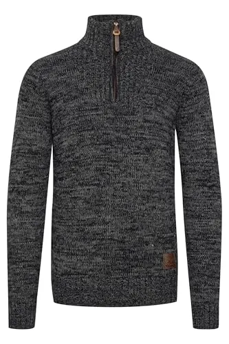 !Solid SDPhilostrate Herren Strickpullover Troyer Grobstrick Pullover mit Troyerkragen 100% Baumwolle Regular fit, Größe:2XL, Farbe:Black (9000)