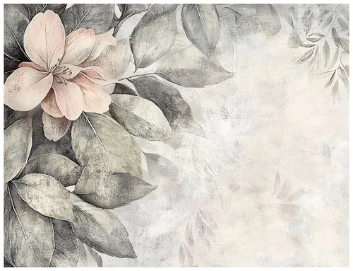 Wallarena Fototapete Blätter Blumen Vintage Vlies Tapete Wohnzimmer Schlafzimmer Wandtapete, Vlies Fototapete - Vliestapete - Glatt Vlies Washable, Blätter, Blume, Beton, Vintage, (Packung, 7 St., Vlies Fototapete), Vliestapete grau Wohnzimmer Schlafzimmer Küche Tapete + Kleister