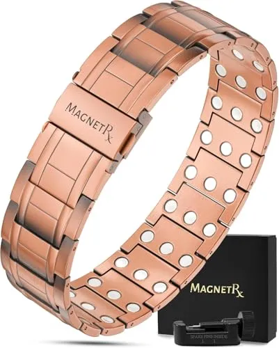 MagnetRX® 3X Strength Copper Bracelet – Stealth - Magnetfeldtherapie mit 57 starken Neodym-Magneten für optimale Schmerzlinderung. Verstellbar für perfekten Sitz und mit sicherem Klappverschluss – ideal als Geschenk!