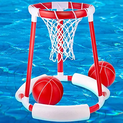 GOODS+GADGETS Swimming-Pool Wasser Basketball - Schwimmender Basketball-Korb - Spielzeug für den Sommer: Das Floating Basketball-Set sorgt für stundenlangen Wasserspaß im Pool und ist leicht aufzubauen. Ideal für Kinder und Erwachsene, inklusive 2 Basketbällen und Handpumpe!