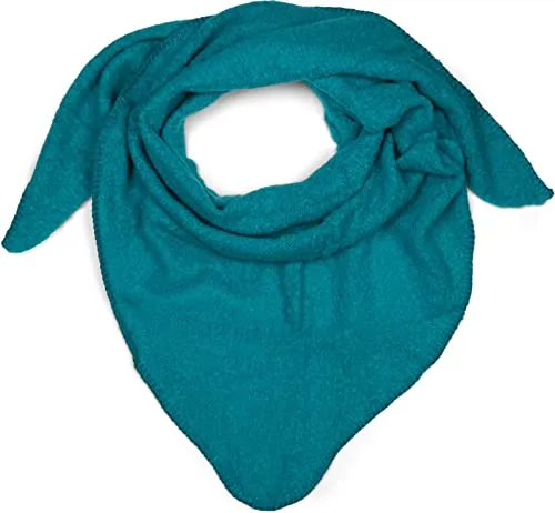 styleBREAKER Damen Großer Strick Dreieck Schal einfarbig meliert | Weiches warmes Winter Dreiecktuch | Strickschal aus Viskose Wolle für kuschlige Looks, Farbe:Aquagrün