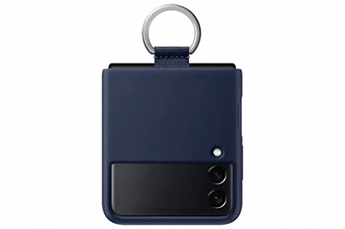Samsung Silicone Cover Smartphone Cover mit Ring EF-PF711 für das Galaxy Z Flip3 5G, Handy-Hülle, Silikon, Schutz Case, stoßfest, dünn und griffig, Dunkelblau