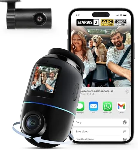 70mai Dashcam Omni X200 - 360° Sicht mit 128GB Speicher - Dashcam mit 360° Drehung und integrierten 128GB Speicher. Genießen Sie beste Nachtaufnahme und KI-gestützte Sicherheitsfunktionen für umfassende Fahrzeugüberwachung.