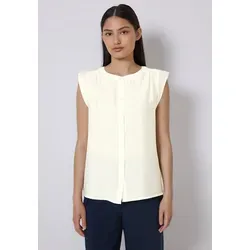 STREET ONE STUDIO Blusentop aus softem Materialmix in Weiß, Größe 44 - Stylisches Blusentop aus einem weichen Materialmix, ideal für den Alltag. Pflegeleicht und mit einem charmanten Rüschendetail am Ärmelabschluss.