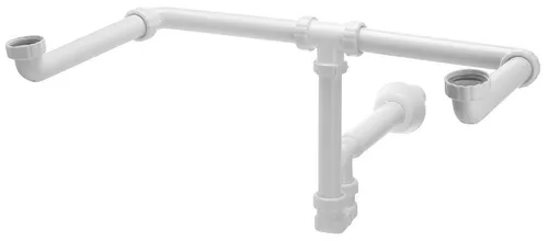 MOSQUITO Doppelwaschtisch-Siphon 5/4" - Platzsparend und Weiß - Badkeramik-Zubehör, ideal für Doppelwaschbecken mit Schublade, raumsparendes Design für optimale Nutzung des Stauraums.