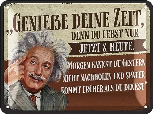 LANOLU Retro Blechschild - Genieße deine Zeit - Wand- & Türschilder mit inspirierendem Zitat, perfektes Geschenk für Freunde und ideal für eine nostalgische Wohnatmosphäre im Vintage-Stil.