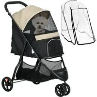 PawHut Hundebuggy Polyester, Stahl - Sonstiger Hundebedarf – sicherer und bequemer Transport für Hunde bis 10kg, mit leichtgängigen Rädern und geräumigem Korb für angenehmes Fahren.