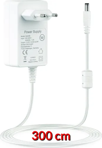 Wicked Chili 3,0m / 12V / 3500mA Netzteil geeignet für AVM Fritz!Box 5690 Pro, 7690, 5590 Fiber, 7530 AX, 7590 AX, 7590, Repeater 6000 3000AX, Router Steckernetzteil (Kabel extra lang, weiss)