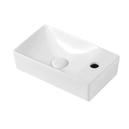 Design Waschtisch für Gästebad - Kleines Handwaschbecken mit Hahnloch rechts - Kompaktes rechteckiges Keramik-Handwaschbecken, ideal für kleine Bäder. Hochwertige Verarbeitung und modernes Design aus Belgien.