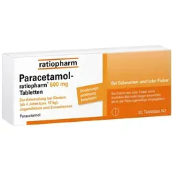 Paracetamol-Ratiopharm 500mg Tabletten - Schmerzmittel gegen Fieber - Arzneimittel zur symptomatischen Behandlung von leichten bis mäßig starken Schmerzen und Fieber, ideal für schnelle Linderung.