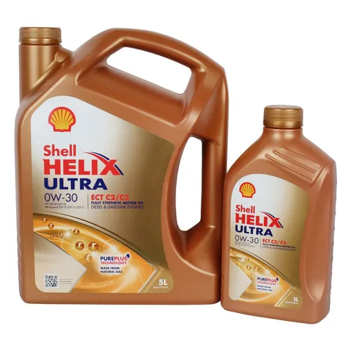 Shell Helix Ultra ECT C2 C3 0W-30 - Hochleistungsmotoröl für VW und Mercedes - Motoröl 5 Liter, HC-Synthese für optimale Motorleistung, speziell freigegeben für VW 504 00 und Mercedes MB 229.51.