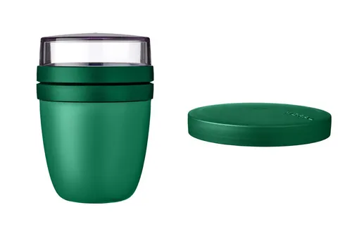 Mepal Lunchbox Lunchpot Switch Ellipse, Vivid Green - Brotdosen: Praktischer Müslibecher mit 2 auslaufsicheren Behältern, ideal für Joghurt und Müsli, mikrowellen- und gefriergeeignet.
