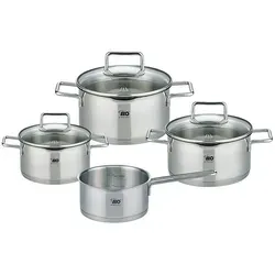 ELO Topfset Smart Steam 4-tlg. - Edelstahl Premium - Hochwertiges 4-teiliges Edelstahl-Topfset mit innovativem Dampf-Ableitungssystem, spülmaschinen- und backofengeeignet bis 180°C, ideal für alle Herdarten inklusive Induktion.