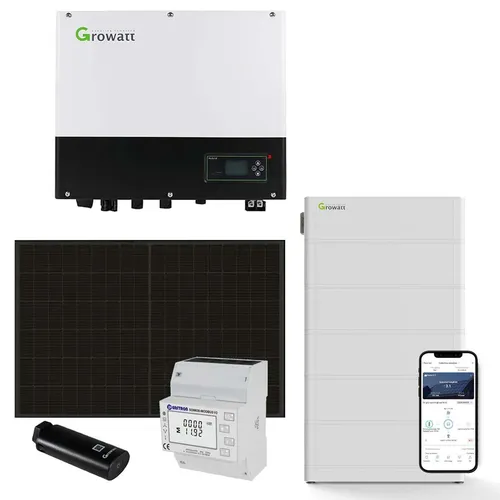 Growatt 7kWp PV Komplettanlage mit Glas Glas Modulen - Solaranlage mit 12,8kWh Speicher, optimal für saubere Energieversorgung und maximale Effizienz.
