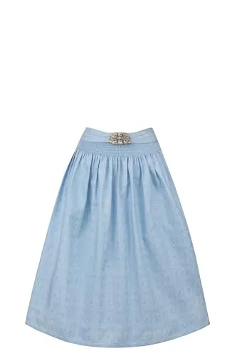 Stockerpoint SC-300 Damen Midi Dirndlschürze – Hellblau, 34-38 - Dirndlschürze aus hochwertigem Allover Jacquard, perfekt für moderne und klassische Dirndl. Die trendige Metallschließe betont die feminine Passform und ist ideal für eine Rocklänge von 70 cm.