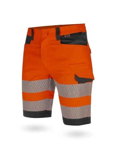 WÜRTH MODYF Shorts Fluo EN 20471 - professionelle Arbeitshose für Herren - Warnschutzhose mit Reißverschluss - in der Größe 52 in Orange