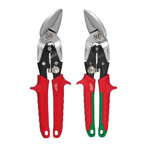 Milwaukee 4932499017 2-teiliges Luftfahrtscheren-Set - Praktisches 2-teiliges Set mit versetzten Luftfahrtscheren für präzise Schnitte. Ergonomisches Design sorgt für Komfort und weniger Ermüdung. Ideal für den professionellen Einsatz in der Metallbearbeitung.