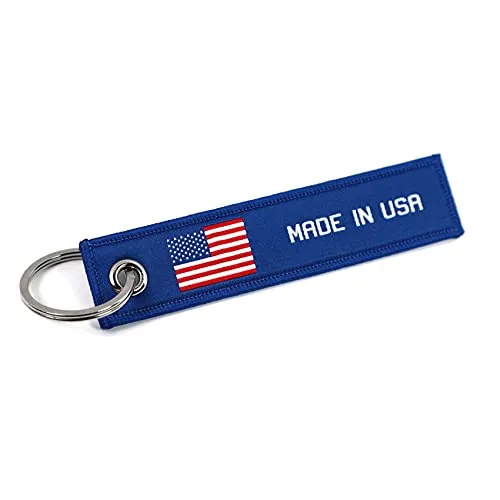 VmG-Store MADE IN Jet Tag Schlüsselanhänger 105x25mm Länderfahnen robustes festes Material umkettelt mit stilvollen Länder Fahnen S141 (USA)