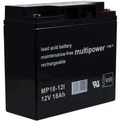 Powery Blei-Gel Akku 12V 18Ah - Notebook-Akkus mit 18000 mAh Kapazität, ideal für zuverlässige Stromversorgung und lange Laufzeiten.