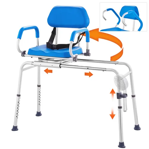 Verstellbare Schiebewannen-Transferbank Duschstuhl 150kg - Dusch- & Badehocker, maximales Gewicht von 150kg, höhenverstellbar für individuellen Komfort von 53-70cm.