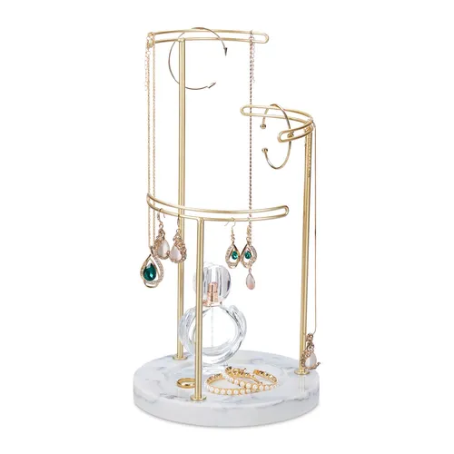 Eleganter Schmuckständer Schmuckbaum - Kettenhalter und Organizer - Schmuckaufbewahrung & -verpackungen, stilvolles Design aus Eisen und Marmor, ideal zur ordentlichen Präsentation und Aufbewahrung Ihrer Schmuckstücke.