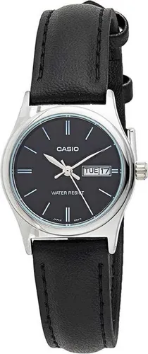 Casio Ltpv006l1b2 Uhr Schwarz - Elegante Damenuhr mit 25 mm Zifferblatt, hochwertigem Lederarmband und Edelstahlgehäuse. Ideal für Alltag und besondere Anlässe, mit Datumsanzeige und WR30-Wasserbeständigkeit.