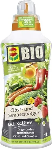 Compo Bio Obst- & Gemüsedünger 1L - Flüssiger Dünger für Obst und Gemüse, bietet eine schnelle Nährstoffversorgung und unterstützt das Wachstum Ihrer Pflanzen im Außenbereich.