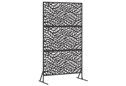vidaXL Metallzaunpanel Schwarz - Pulverbeschichteter Stahl mit Blattmuster - Dekorative Zäune, wetterbeständig und langlebig, bringen stilvollen Schutz und Privatsphäre in deinen Außenbereich.