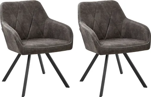 BELIANI Esszimmerstuhl 2er Set Grau - Modernes Design für Ihr Zuhause - Esszimmerstühle im stilvollen 2er Set mit weicher Polsterung und eleganten Steppnähten. Ideal für jeden Einrichtungsstil und sorgt für ein angenehmes Sitzerlebnis.