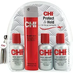 Farouk Chi Protect And Hold Reiseset - Praktisches Reiseset mit Shampoo, Haarspray, Pflege und Seideninfusion für geschmeidiges, glänzendes Haar. Ideal für unterwegs – für perfekten Halt und Pflege jederzeit.