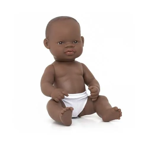 Miniland Babypuppe afrikanischer Junge, 32 cm, Anatomisch Korrekt