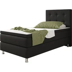 Inter Handels Boxspringbett Köln 90 x 200 cm, schwarz - Betten mit 7-Zonen-Taschenfederkern für optimalen Schlafkomfort und perfekte Körperanpassung.