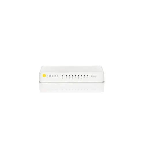 Netgear GS208 Ethernet-Switch - 8-Port Netzwerk-Switch mit 10/100/1000Base-T, ideal für schnelle Netzwerkverbindungen und einfache Desktop-Installation.