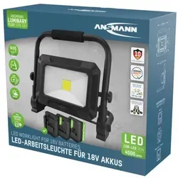 ANSMANN FL50 W 18 V LED Baustrahler – Flexibel einsetzbarer Arbeitsstrahler mit 4500 Lumen - Der ANSMANN FL50 W 18 V LED Baustrahler bietet mit 4500 Lumen eine starke Lichtquelle für Werkstatt und Baustelle. Kompatibel mit 18 V Akkus von Bosch, Makita, Milwaukee und DeWalt, ist er ideal für professionelle Anwendungen.