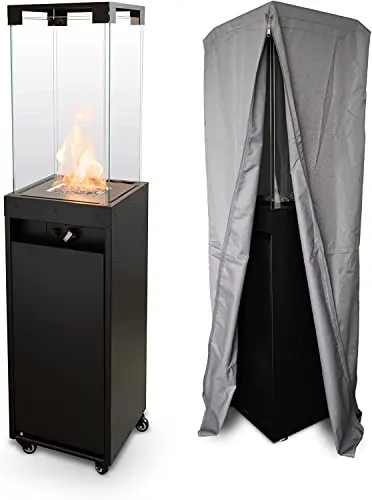 Planika Faro Terrassenheizer Gas 8kW - Eleganter Heizstrahler für Garten und Terrasse mit 360-Grad-Flammensicht und automatischer Sicherheitsabschaltung. Genießen Sie bis zu 55 Stunden Wärme mit umweltfreundlicher Propanverbrennung.