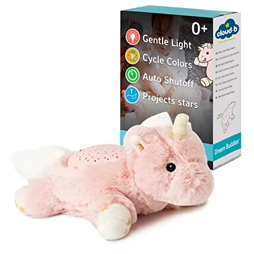 Cloud b Baby Nachtlicht Sternenprojektor | Beruhigendes Nachtlicht für Kinder | Deckenprojektor mit 3 sanften Farben & Sternbildanzeige | Automatische Abschaltung | Galaxy Licht | Ella das Einhorn